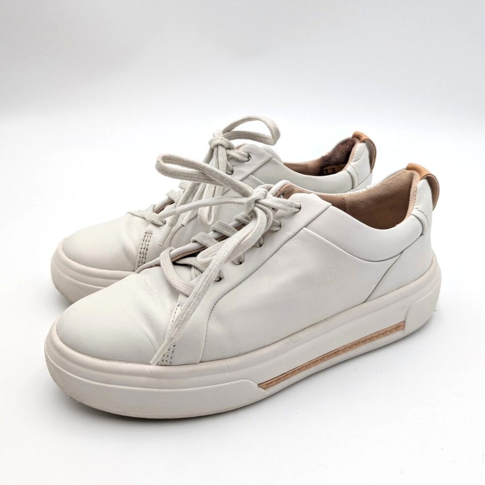 Clarks Hollyhock Walk Sneaker Shoes Women’s Off White Leather Size US5.5 EU35.5